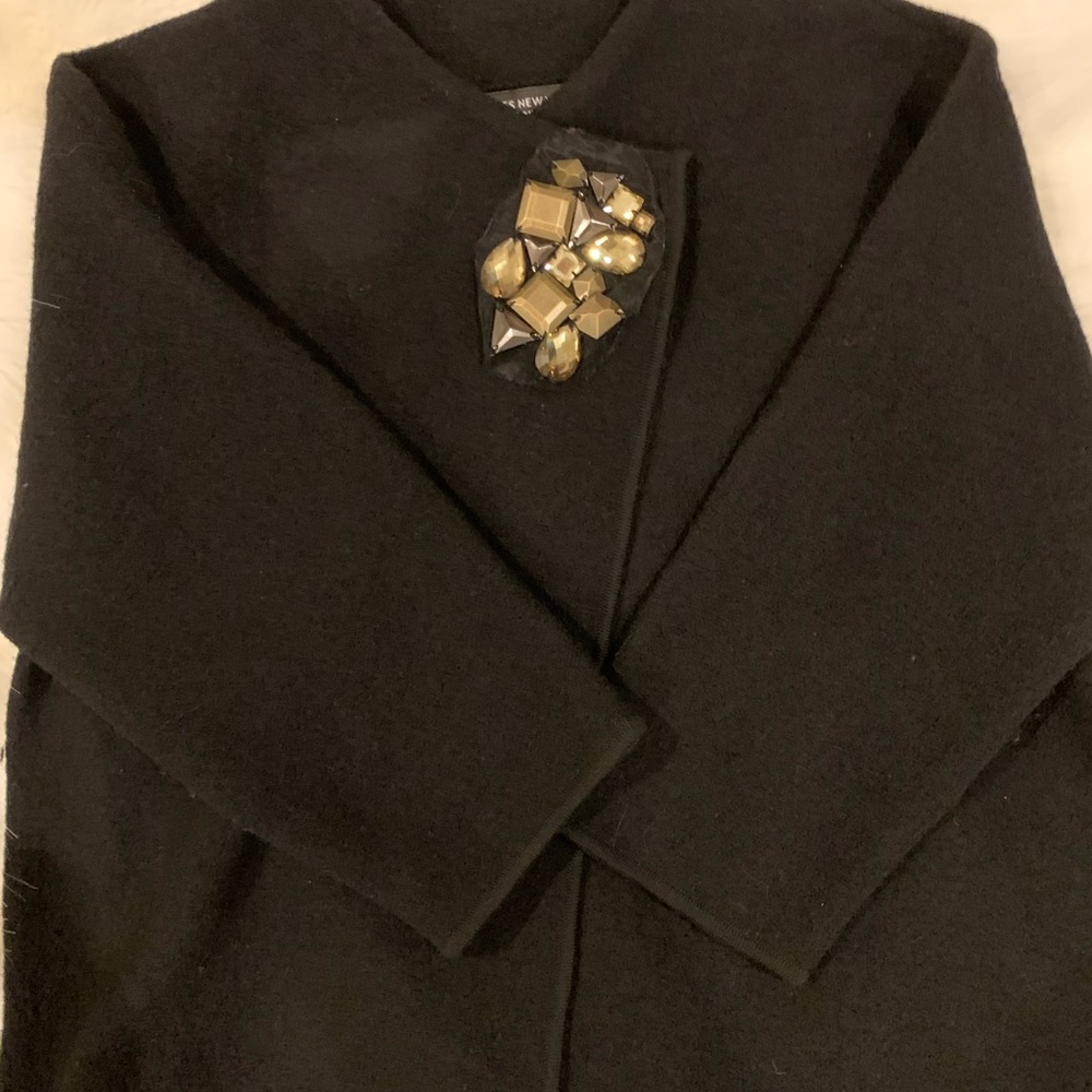 Beautiful Black Jones of New York Wool Cape w/ Jeweled Details